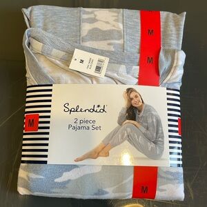 NWT Splendid 2 piece long sleeve blue camo PJ set